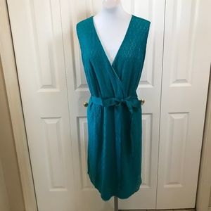 Lane Bryant Teal Lace Overlay Sleeveless Dress 26